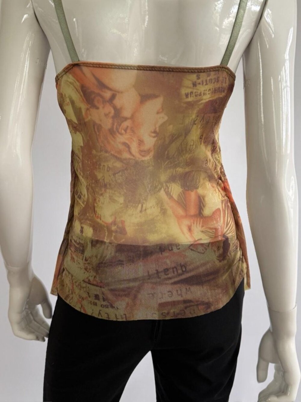 Italian Vintage Asymmetric Mesh Cinched Bust Cami Top - Picture 5 of 7
